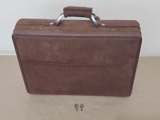 Vintage Hartman Luggage Hard Briefcase Attache leather Luggage Suede w/Keys READ