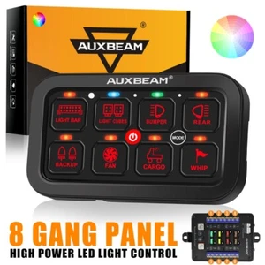 Panel de interruptor de 8 velocidades AUXBEAM RA80 RGB LED control de circuito auxiliar ATV UTV barco - Imagen 1 de 12