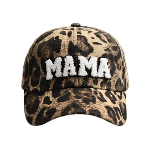 Women Mother's Day Leopard MAMA Curved Eaves Baseball Cap Hat - Picture 1 of 8