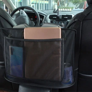 1x Universal Car Seat Mesh Storage Bag Pocket Car Interior Accessories Black - Picture 1 of 14