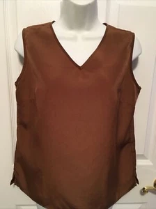 Women’s brown sleeveless blouse, size small, by Susan Graver, guc - Picture 1 of 8