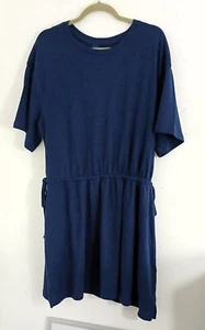 NWT Old Navy Women's Blue Linen Blend Drawstring Waist Dress Size PXL - Picture 1 of 6