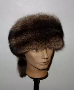 Waschbär Pelz Wintermütze Trapper Mütze Echtfell Kappe Fuchs Jagt Pelzmütze Hut - Bild 1 von 8