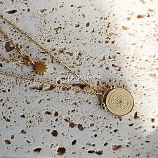 Non-Tarnish Gold Plated Necklace, Layered Star Sun Coin Pendant Jewellery Gift