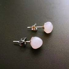 Natural Rose Quartz Crystal Stone Chip Stainless Steel Stud Earrings Cute Gift