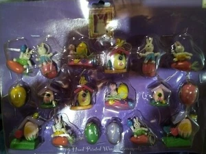 18 Hand Painted Wooden Ornaments Easter.   T10 - Picture 1 of 1