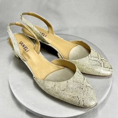 Vaneli Liette Slingback Punta Cerrada Tacón Cuero Metálico Piel de Serpiente Talla 9.5 Nuevo sin Caja Foto 1 de 4