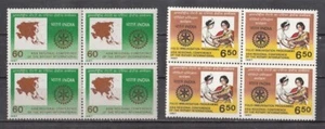 India 1987 Rotary International Medicina Mapa de Salud Inmunización contra la Polio 2v Negro/4 - Imagen 1 de 3