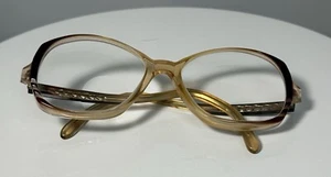 VTG 70s 80s Drop Arm Eyeglasses Frames Oversized Hipster Caramel Brown (I10) - Picture 1 of 9