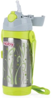 Nuby ID10264 Isoliert Edelstahl Tasse Mit Stroh 360 ML Grün