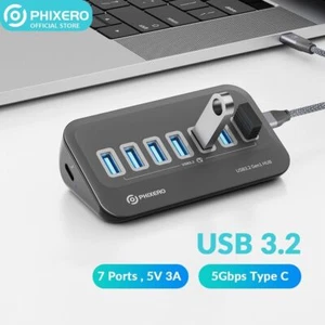 7 Port Adapter USB C HUB Type C High Speed Multi USB Splitter PC Laptop 1.6ft - Picture 1 of 7