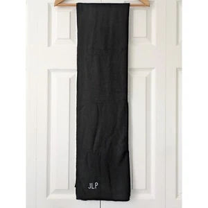 J. Sciarpa Crew Cashmere Avvolgente Nera 70" x 20" Monogrammata JLP NUOVA SENZA ETICHETTE BU633 - Foto 1 di 5