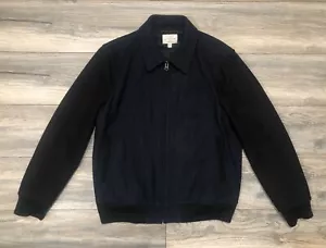 Club Monaco Letterman Jacket In Wool Two-Toned Navy/Black Size Medium - Picture 1 of 6