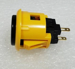 Japan Sanwa Yellow Black Start Mix Buttons x 2 pc OBSF-24-Y/K Video Arcade Parts - Picture 1 of 3