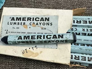 American Lumber Crayons No 400 Blue Unused Box One Dozen Vintage 1960s - Picture 1 of 4