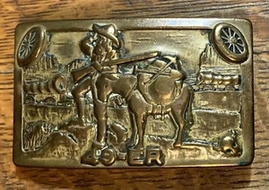 Vintage, Rare, Unique 49-ER Prospector / Gold Miner Brass Belt Buckle - Picture 1 of 2