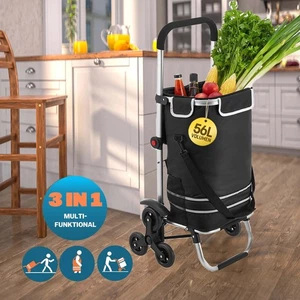 Einkaufstrolley klappbar mit 56L Kapazität Trolley Sackkarre & Umhängetasche - Bild 1 von 11