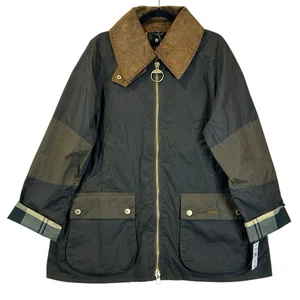 Barbour Allerston Wax Tartan Plaid Cuffs Jacket Ancient Olive/Beech Women 14 NWT - Picture 1 of 15
