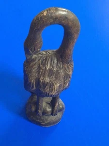 VINTAGE / ANTIQUE Crested crane Carved wooden African figurine - Picture 1 of 15