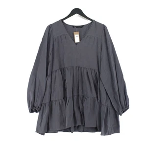 Zara Damen Bluse M Grau 100% Lyocell Modal Langarm V-Ausschnitt Basic - Bild 1 von 6