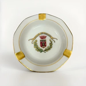 VTG B&C Limoges France Ville de Limoges Coat of Arms Porcelain Ashtray Gold Trim - Picture 1 of 6