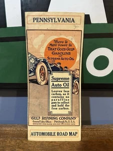 1916 Gulf Supreme Auto Oil Road Map: Pennsylvania USED - Picture 1 of 2