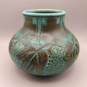 Royal Lancastrian Vase William Samuel Mycock Signed C1930s Green Leaves - Zdjęcie 1 z 13