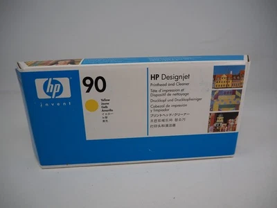 Cabezal de impresión genuino HP 90 amarillo &amp; limpiador C5057A Designjet 4000 4500 OEM Foto 1 de 2