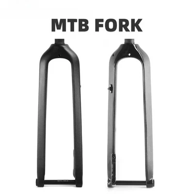  Mountain Bike 3K Full Carbon Fiber Rigid Fork Thru Axle 15*100mm Bike Parts   - Image 1 of 4