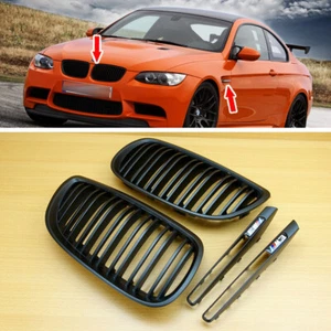 Matte Black Fit For BMW E92 E93 E90 M3 M-Type Front Grille+ Side Grille Fender - Picture 1 of 8