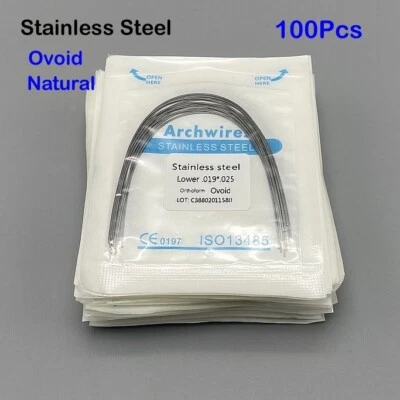 100Pcs Dental Orthodontic Arch Wire Stainless Steel Ovoid/Natural Round Wires - Image 1 of 4