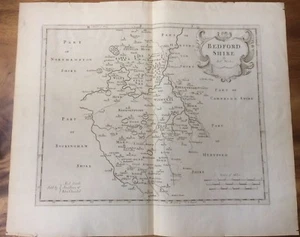 1695 Antique Morden County Map of Bedfordshire - very nice example - Picture 1 of 5