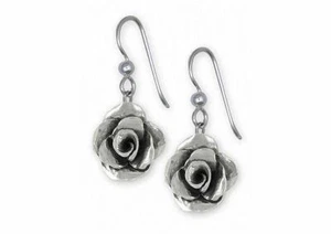 Rose Earrings Jewelry Sterling Silver Handmade Flower Earrings RS3-E - Picture 1 of 1