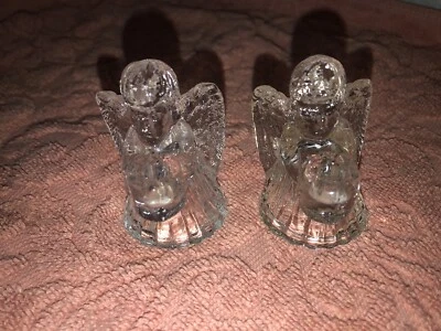 Juego De 2 Mini Candelabros Ángel Vidrio Transparente Biedermann De Colección Foto 1 de 4