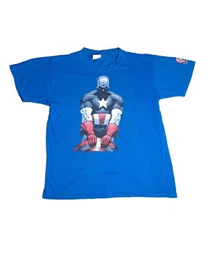 Marvel Avenger Captain America cotton t-shirt with graphic print Sz L Blu - Imagen 1 de 4
