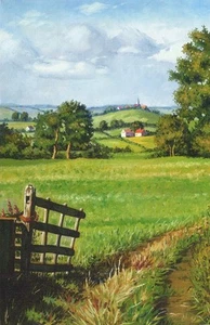 4x6 PRINT OF OIL PAINTING RYTA LANDSCAPE COUNTRY HOUSE FARM ART folk Easter 🌳 - Picture 1 of 1