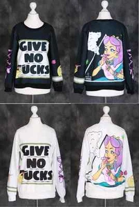 T-27 Gothic Punk Funky Smoking Girl Sweatshirt Pullover Harajuku Pastel Goth - Bild 1 von 10