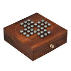 Wooden Handcrafted Solitaire Board Game Metal Balls Beads with Storage Drawer