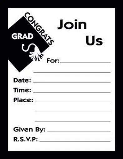 Graduation New Grad Black Post Card Invitations 25 Pack Grad Invites Supplies - Image 1 of 1