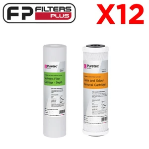 12 filtros de agua de repuesto Puretec - 5 micras de sedimento y 0,5 micras de carbono - Imagen 1 de 1