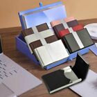 Elegant Aluminum Alloy Business Card Holder with Stylish Brown PU Leather Cover