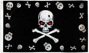 Drapeau pirate Red Eyes Crâne Boarder 3 x 5 pieds Jolly Roger drapeau de navigation crâne drapeau