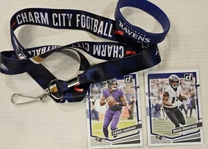 Baltimore Ravens (2) Cards & Lanyard & Rubber Bracelet "Charm City Football" NEW - Picture 1 of 4