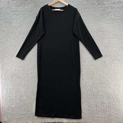 Legoe Heritage Maternity Dress Womens XS Black Lightweight Ribbed Bodycon Midi - Image 1 of 4