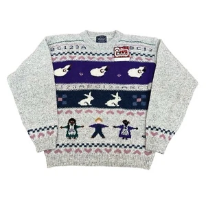 NWT Vintage Woolrich Sheep Rabbit Print Crewneck Sweater Cute Women’s Size XL - Picture 1 of 8
