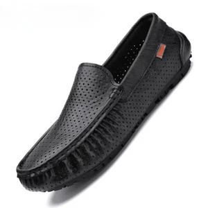 Zapatos informales de cuero genuino para hombre mocasines transpirables zapatos para conducir - Imagen 1 de 26