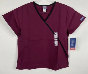Cherokee Scrub Top Size M Wine WINW 4800 Mock Wrap V-Neck Modern Classic NWT - Picture 1 of 8
