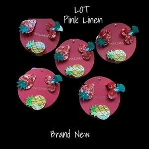 Pink Linen Summer Fruit Strawberry Pineapple Cherry Hair Clips 15 Piece New - Picture 1 of 1