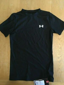 BNWT Boys Black Under Armour BaseLayer HeatGear Compression YLG Ski top L NEW - Picture 1 of 3