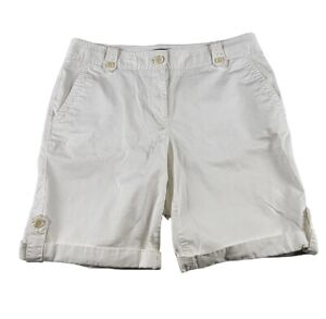 Talbots Women’s Stretch Shorts Sz 8 Bermuda Casual Pockets White Good Condition